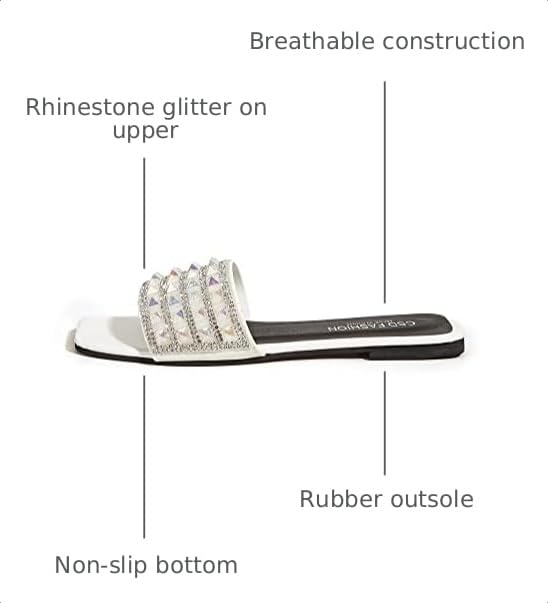 Image of Women's Open Toe Flat Sandals Rhinestone Glitter On Casual Fashion Slippers Quick Drying Indoor & Outdoor Slides