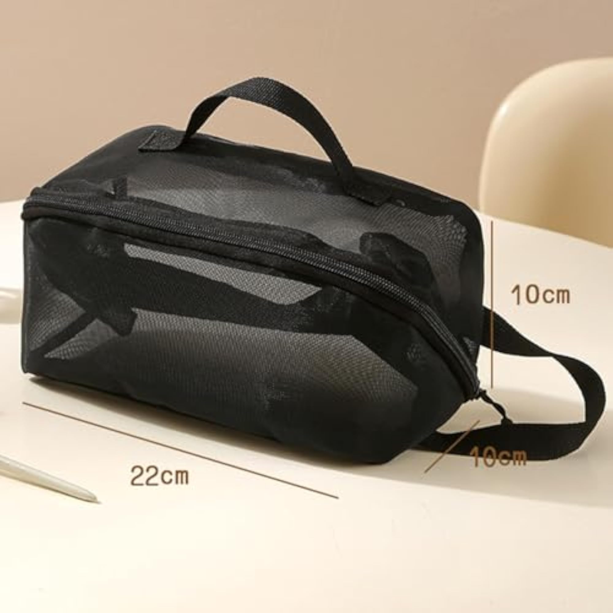 Portable Mesh Makeup Bag for Brushes, Black