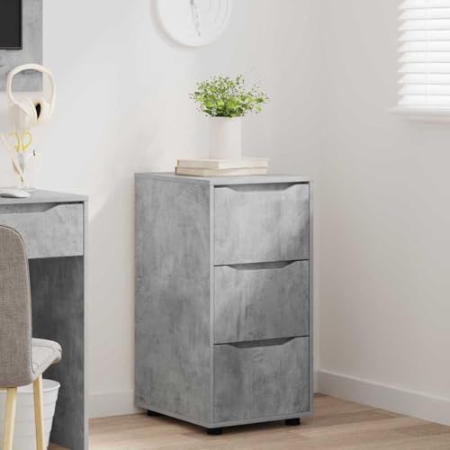Armoire de rangement gris béton 40cm avec 3 compartiments et tiroir chic