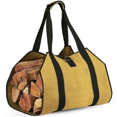 Alotoa US-FC-B Firewood Carriers,Canvas Log Carrier Bag,Outdoor Wood Racks,Fireplace Stove Accessories,Extra Large Firewood Holder cover
