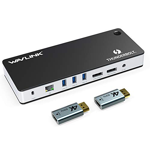 WAVLINK Thunderbolt 3 Dock 135W Power, Dual Monitors 4K@60Hz / FHD@144Hz, 40Gbps Transfer Speed, for Thunderbolt 3/4, USB-C, Windows/Mac/Chrome (2xDP1.4, 3xUSB 10 Gbps, 2xUSB 3.0, LAN, Audio)