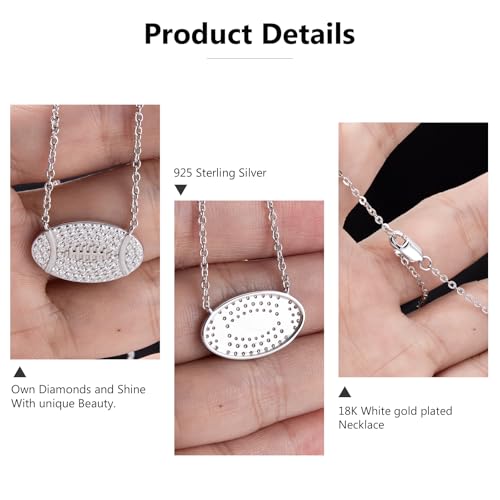Moissanite Rugby Pendant Necklace for Women,Football Pendant Necklace D Color VVS1 18k Gold Plated 925 Sterling Silver3