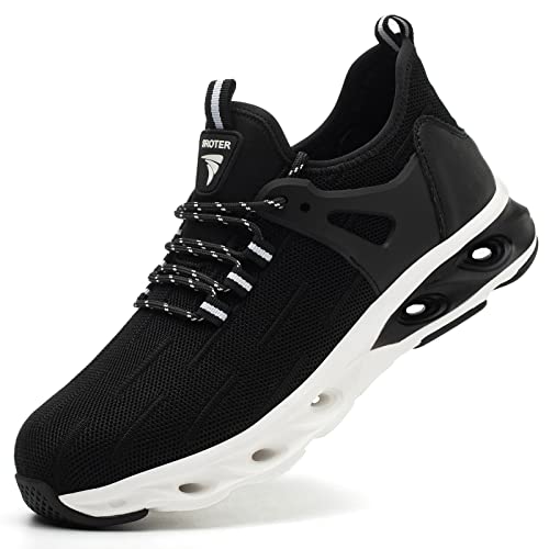Hilax Arbeitsschuhe Sicherheitsschuhe Herren Damen Leicht Schutzschuhe Sportlich Arbeitsturnschuhe Stahlkappe Sneaker rutschfest Atmungsaktiv Weiß 45 EU Cover