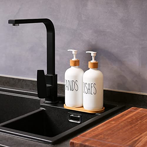 Hniuyun Glass Soap Dispenser Set of 2, Glass Soap Dispenser Bottle with Pump - Image 4