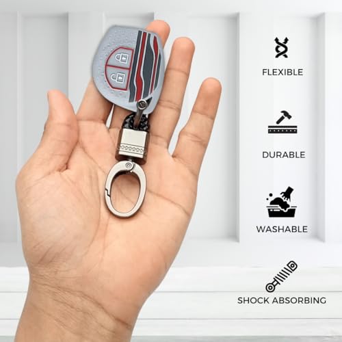 Image of Keycept Tristar Key Cover for Suzuki Swift, Dzire, Ertiga, Baleno, Grand Vitara, Celerio, WagonR, Brezza, Scross, Fronx, Jimny, Ignis (2 Button Remote Key )(Type 4, Grey)
