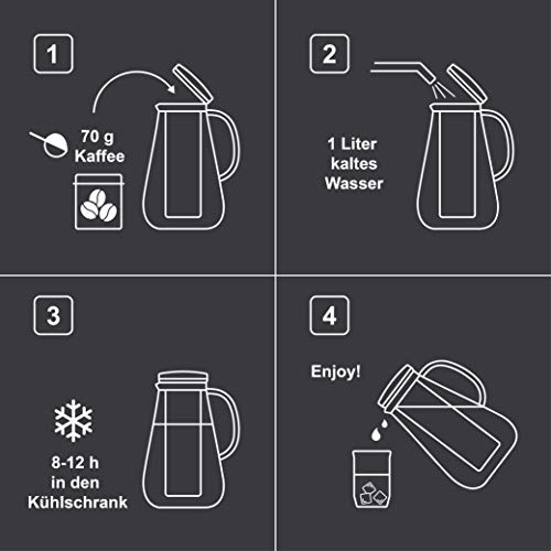 VIENESSO Cold Brew Koffiezetapparaat voor koudgezette koffie of thee, met afneembaar permanent filter van roestvrij… - Image 7