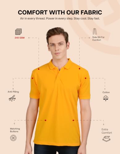 Image of Scott International Men's Cotton Polo T-Shirt | Six Degrees Soft & Breathable Collared T-Shirt | Half Sleeve Regular Fit Casual Wear | Comfortable Everyday Polo T-Shirt for Men