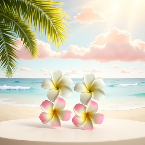 4 Piezas Clips para el Cabello con Flores Blanco y Rosa miniatura 5