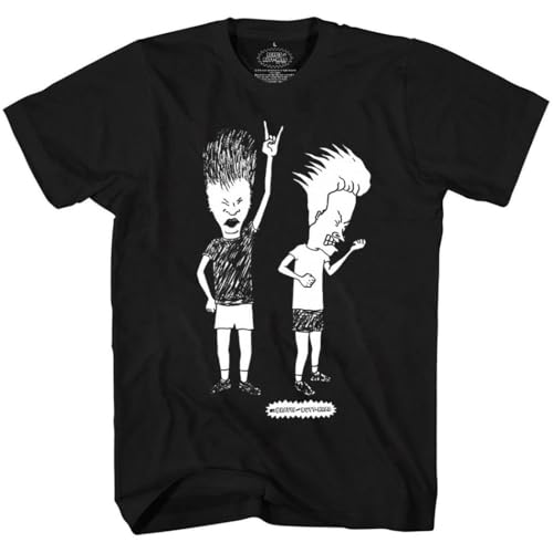Beavis and Butthead Rock Out Sketch T-Shirt (Medium) Black