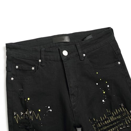 Men's Patch Ripped Regular Fit Jean Distressed Straight Leg Comfort Flex Waist Pants Stretch Skinny Jeans3