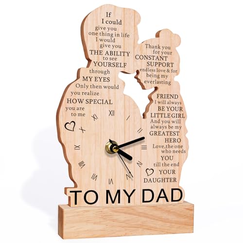 GiftChant Dad Gifts from Daughter, Wooden Clock Gifts for Dads, Dad Birthday Gift, Fathers Day Christmas Thanksgiving Present for Father Papa Daddy Stepdad, to My Dad Meaningful Keepsake DIY Clock