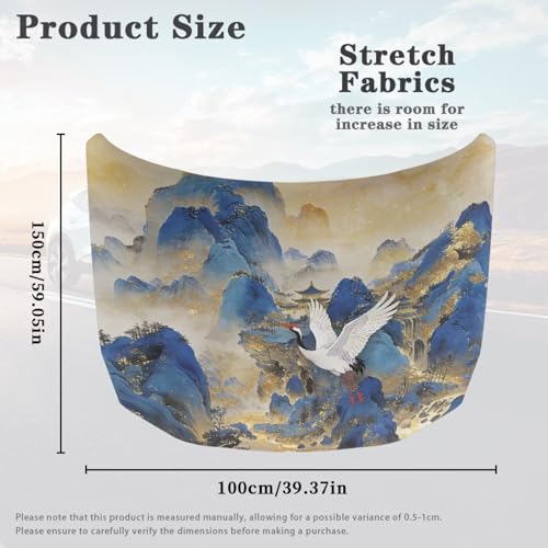 Image of Car Hood Cover Protector, A Weather-Resistant Snow Cover with Landscape Painting Design for Car Hood Vents
