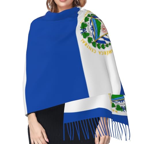 El Salvador Flag Women'S Scarf Fashion Long Blanket Scarf Winter Warm Scarf Shawl Wrap With Tassel 77'' X 27''4