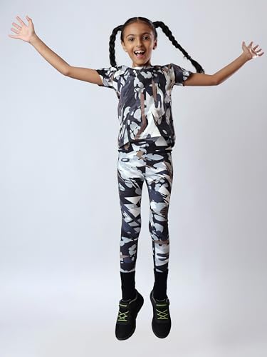 Image of Girls Active Sports Wear Set - Stylish Printed T-Shirt and Leggings Set for Girls - Comfortable and Breathable Workout Clothing for Sports, Gym, Yoga,- Perfect for Casual Wear (4-14 Sizes)