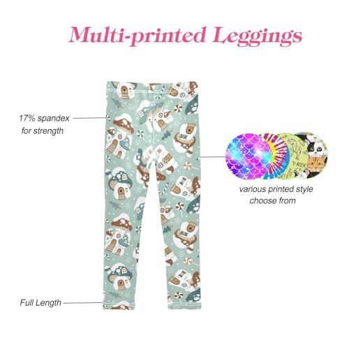 CaTaKu Girls Leggings Mushroom Houses Christmas Leggings for Girls Kids Athletic Workout Yoga Pants Size 4-10T4