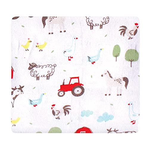Image of Hudson Baby Unisex Baby Cotton Flannel Receiving Blankets Bundle, Boy Farm Animals, One Size