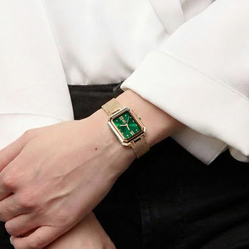 Image of Carlton London Women Brixton Analog Watch, Rectangle Dial, Stainless Steel Mesh Strap, Quartz Movement, 30M Water Resistant, Casual Wear