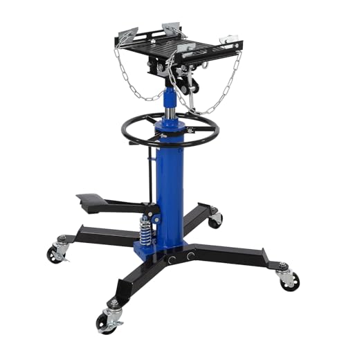 Image of Heavy-Duty Hydraulic Transmission Jack 1100 Lbs with 2-Stage Adjustable Telescoping Lift, Foot Pedal Control, and 360 Swivel Wheels for Garage and Workshop Use