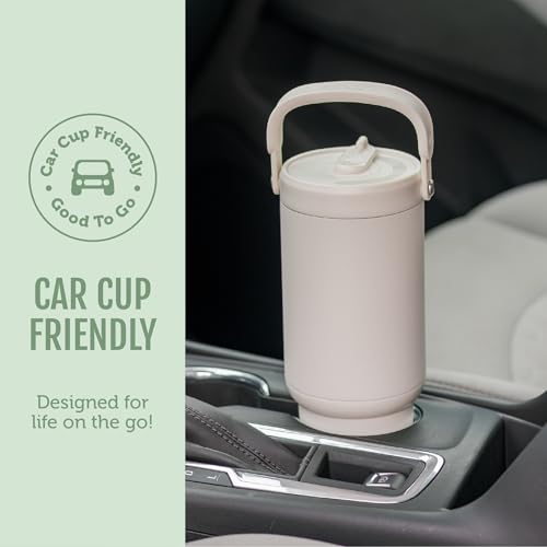 Image of Ello Oasis Go+ 26oz Tumbler with Top Handle and Retracting Straw | Reusable Insulated Stainless Steel Cup, 100% Leakproof Water Bottle, 24 Hours Cold, Cup Holder Friendly For Travel | Jadeglow