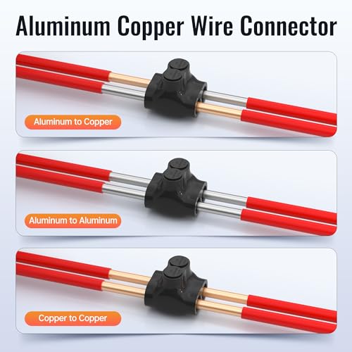 Image of RVBOATPAT 2 Port Dual Entry Insulated Multi Tap Connector 2 /0-6 AWG Aluminum Wire Connector Splice Electrical Power Connector 3 /16 inch Allen Hex - 6 Pack