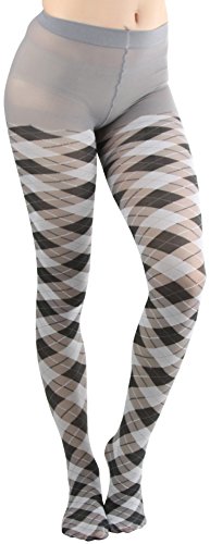Image of ToBeInStyle Women's Argyle Checkered Diamond Rhombus Net Opaque Sheer Tights Pantyhose