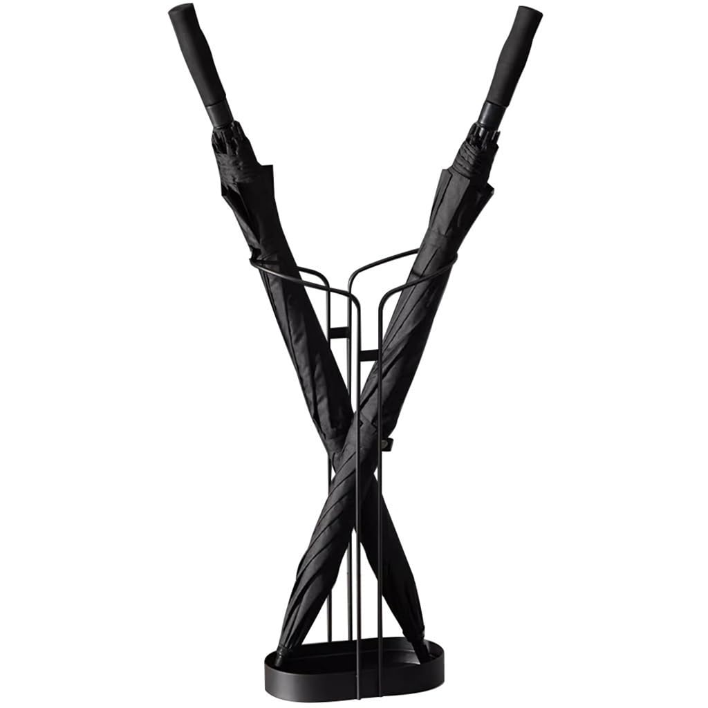 SBJKLYRN umbrella stand, Simple Style Line Structure, Corridor Creative Iron Art Umbrella Bin, Removable Water Tray