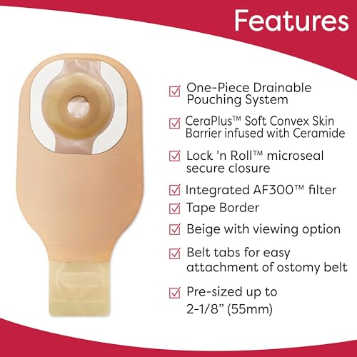 Image of Hollister 89511 CeraPlus Soft Convex 1-Piece 12 inch Drainable Ostomy Pouching System, 5 Pack, Cut-to-Fit up to 2-1 /8 inch | AF300 Filter