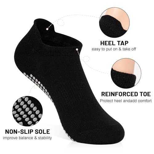 SkiBeaut Pilates Grips Women Socks, 4 Pairs Non Slip Yoga Ballet Dance Sticky Hospital Home Socks with Grippers for Woman4