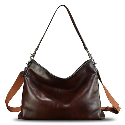 Image of Genuine Leather Hobo Bag for Women Tote Bag Vintage Handmade Shoulder Bag Crossbody Satchel Purses Pouch