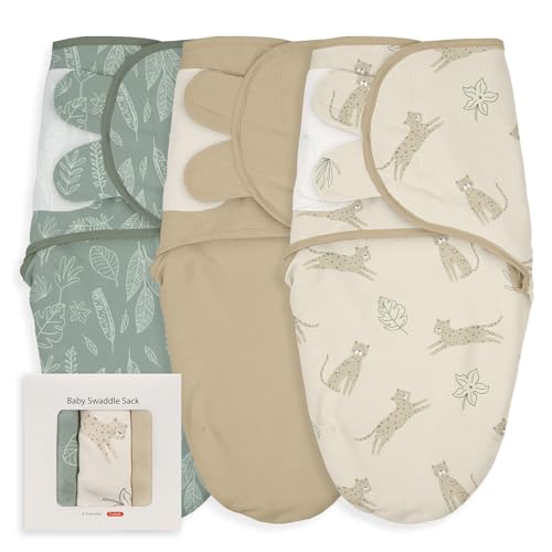 Soarwg Pucktücher für Neugeborene 0-3 Monate 3er Set - Atmungsaktiv & Verstellbar - Baumwoll-Wickeltücher mit Jungle Jolly Design - Oeko-TEX 100 Standard