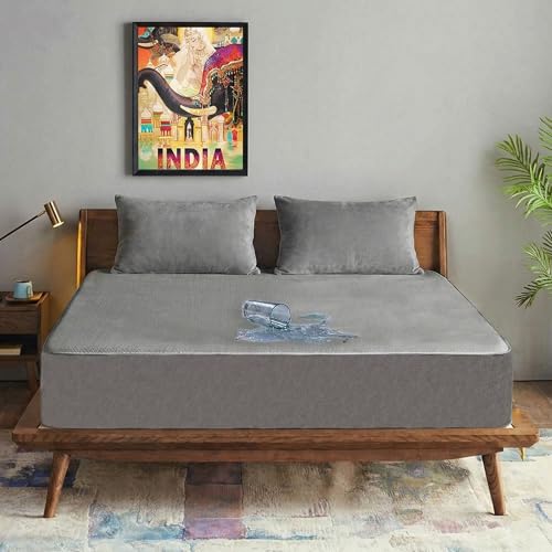 Image of Trance Combo Pack - Waterproof Mattress Protector with 2 Pillow Protector | 100% Waterproof | 78x72 Inches | Breathable and Hypoallergenic Fitted Bed Protector & Pillow Cover (78x72 King, Grey)