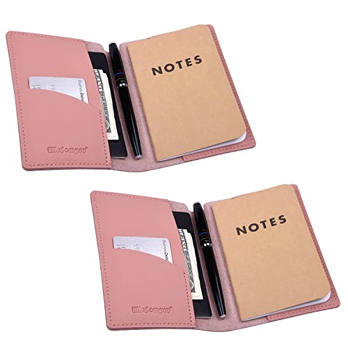 Wisdompro Tagebucheinband, PU-Leder, Notizbucheinband für Notizen, oder andere 8,9 x 14 cm, Pink, 2 Stück