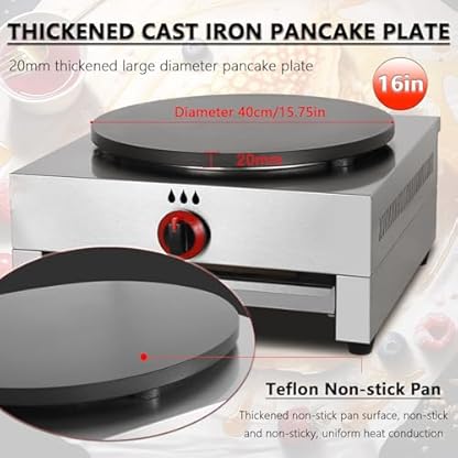 Naturalpowev Crêpe-Maker und Grillplatte, 16-Zoll-Crêpe-Maschine mit einstellbaren Temperatureinstellungen, antihaftbeschichtete Crêpe-Pfanne für Crêpes, Roti, Tortilla, Blintzes – Bild 4