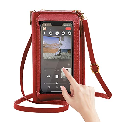 Sac à bandoulière antivol en cuir synthétique pour téléphone portable, fenêtre transparente avec bandoulière pour voyage, travail