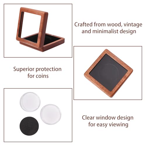 Set de Estuches para Monedas 3Pcs Madera con Cápsulas Claras miniatura 4