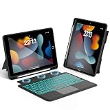 2024年新型 iPad 9世代 ケース キーボード 第7/8世代 10.2インチ 横/縦置き対応 iPad Air3 Pro 10.5インチ キーボード付きケース 分離式 磁気吸着 3台設備対応 高感度タッチパッド付き 7色バックライト 15°～180°角度調整 ペンホルダー付き Type-C充電 日本語取扱説明書付き ブラック