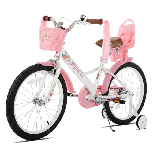 Image of JOYSTAR Little Daisy Kids Bike for Girls Boys Ages 2-10 Years, 12 14 16 20 Inch Girls Bikes with Doll Bike Seat & Streamers, Boys Bike with Flag & Number Plate, Multiple Colors