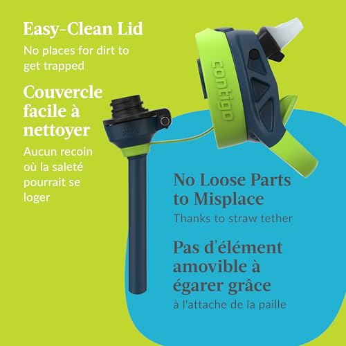 Image of Contigo Aubrey Leak-Proof Spill-Proof Water Bottle, Lime with Dogs, 14 oz