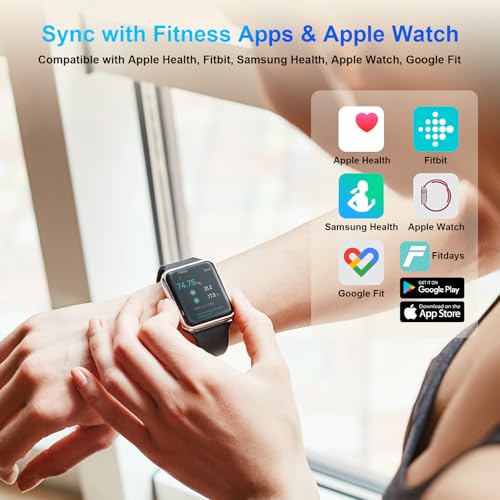 Healthkeep Digitale Personenweegschaal met bluetooth, met 2 VA-schermen en ITO-coatingtechnologie, 16 lichaamsgegevens met hartslag, app voor Andriod en iOS 180 kg/400 lb, zilverkleurig - Afbeelding 4