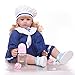 Cute Reborn Baby Girl Doll 24 Pollici 60 Cm Morbido Silicone Arti Corpo in Cotone Realistico Neonato Abito Blu Bambola Fatta A Mano 3 Anni Giocattoli per Bambini