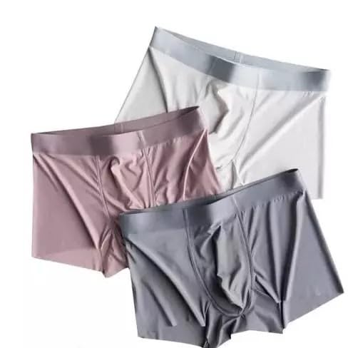 Men’s Underwear Ice Silk Seamless Boxer Briefs Breathable Ultra-Soft Panties Antibacterial Multicolor Free Size