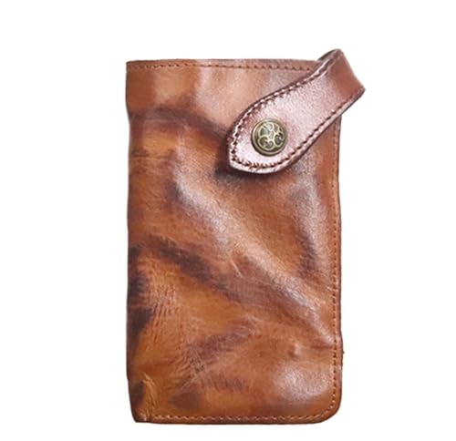 Vintage Wallet Long Wallet Handmade Wrinkled Vegetable Tanned Leather Wallet Card Holder Wallet(Brown)