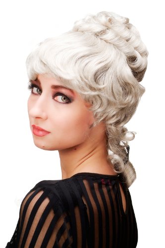 Nuova con etichetta WIG ME UP - Parrucca Donna Di qualità Barocco Era coloniale Beehive Grigio L.COLONIAL. Lady-101