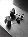 Mens Black Hex Nut Stud Earrings with Charcoal Crystal - Unisex Post Earrings, Hardware Jewelry