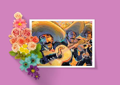 Image of Stonehouse Collection | 10 Mexican Mariachis Note Cards | Mexico | USA Made | Set of 10 Mexico Thank You, Blank Note Card (Mariachis)