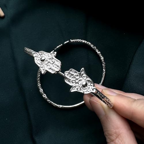 Solid .925 Sterling Silver Hamsa Hand Cuff Bangle Bracelet, Hand Of God Bracelet, Protection Bracelet, Hamsa jewelry, 1 piece2