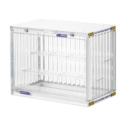 GOCHUSX Clear Display Case for Figures, Adjustable Acrylic Display Stand with Magnetic Door, Display Cabinet Organizer for Collectibles Mini Action Figures(Black,34x23x31.5cm)