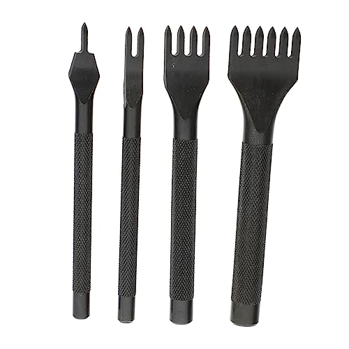 Cabilock 4pcs Leather Craft Supplies Hole Punch Leather Hole Puncher High-Carbon Steel Black