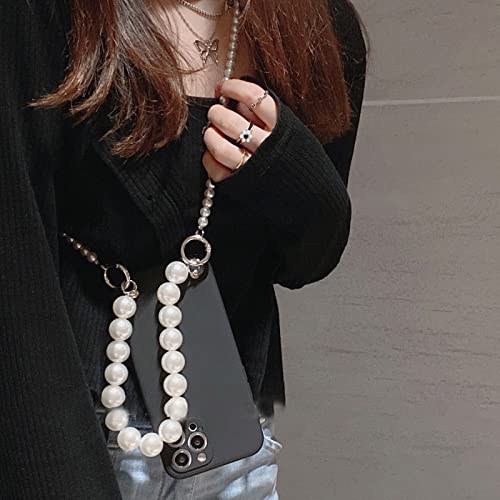 Crossbody Lanyard Necklace Pearl Bracelets Phone Case For Iphone 12 Pro Max Mini 11 Pro Xr X Xs 6 7 8 Plus Back Cover With Chain,A Black,For Iphone Xs Max #TOP3
