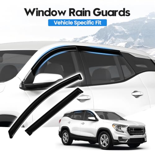 Image of Terrain Rain Guards - Window Visors for GMC Terrain 2018-2024, Out-Channel Side Window Rain Guards for Terrain Accessories, 4PCS, Black, Car Accessories